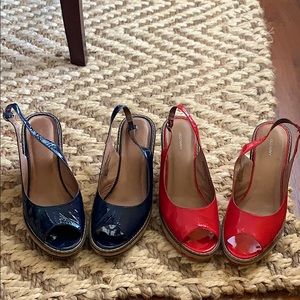 Old Navy Red & Navy Blue Wedges